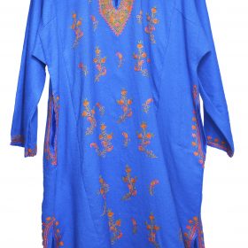 Traditional Kashmiri Phiran In Blue Color With Aari Embroidery  Work