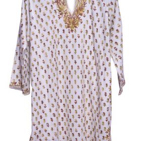 Traditional Kashmiri Phiran In Off White Color With  Embroidery  Work