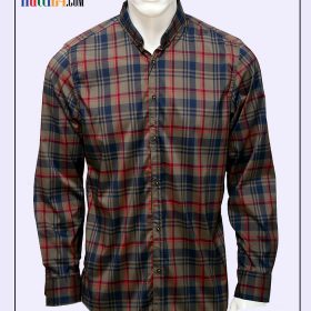01Brown & Grey checkered shirt with long sleeves