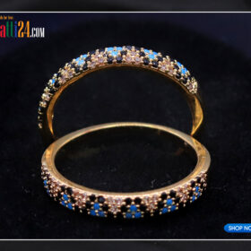 Golden ring with Turquoise & Black Jewel