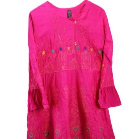 Ladies Pink kurti with Embroidery