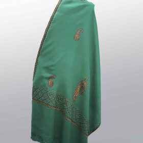 Pure Wool Green Color Stool With Kashmiri Embroidery