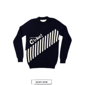 Ink blue Boys Round Neck Sweater With White Lining