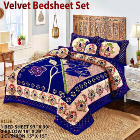 Blue Velvet 5 Pieces King Size Bedsheet
