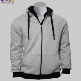 Plain Fleece Men's Hoody In Grey
