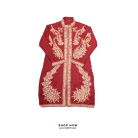 Maron Color Kashmiri  Embroidered Long Coat/Jacket.