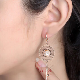 001 Double Hoop Earrings Long Chain Earrings