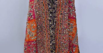 Multi Color Silk Shawl/ Dupatta with Mirror (Sheesha)  Work  & colored Embroidery