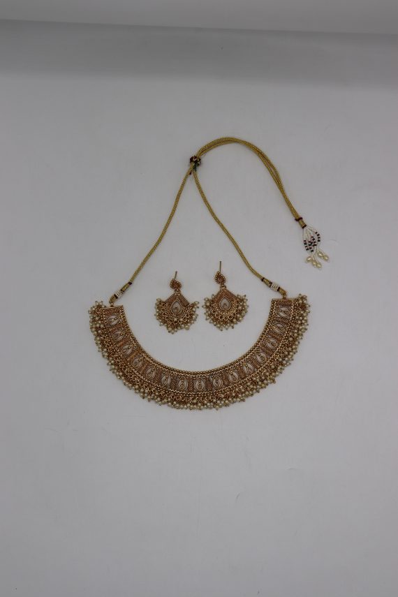 Gold Plated Designer Stone Necklace Set Multi.