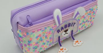 BEAUTIFUL GLITTER PENCIL POUCH DOUBLE ZIP/ STATIONERY FOR KIDS