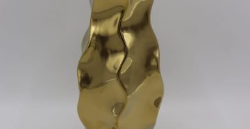 Metal Enamel Coating Golden Flower Vase | Elegant Decorative Vase with Rich Golden Finish Home Decor | Stylish Centerpiece for Flowers and Special Occasions