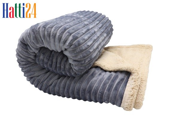 .....Cozy Sherpa Blanket / Plush Throw Blanket-220×240 CM In Grey..... - Image 5