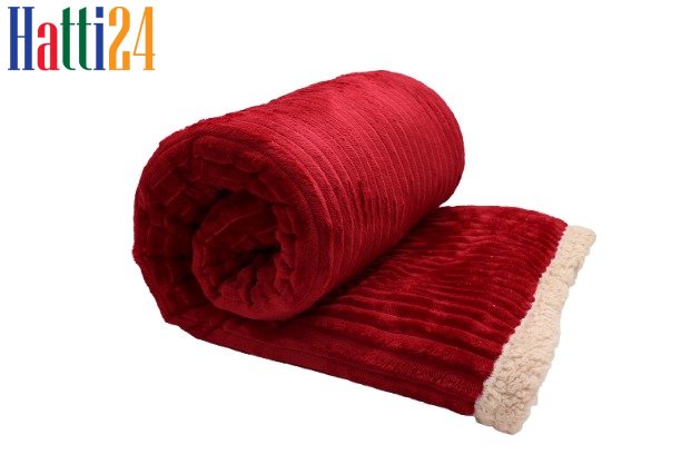 .....Cozy Sherpa Blanket / Plush Throw Blanket-220×240 CM In Maroon.....