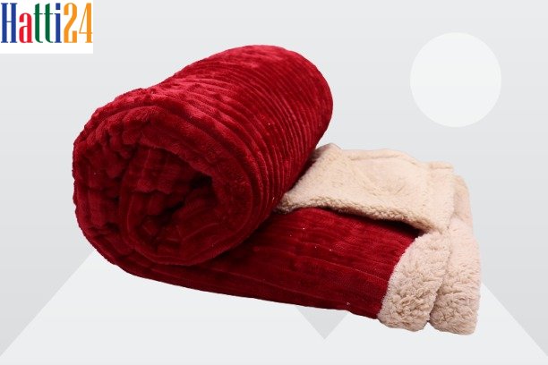 .....Cozy Sherpa Blanket / Plush Throw Blanket-220×240 CM In Maroon..... - Image 3