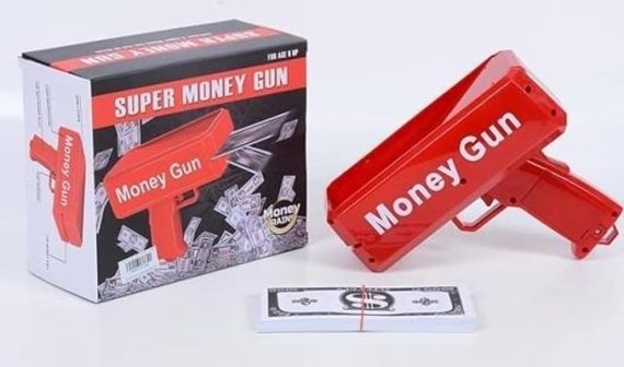 Rain Money Machine Paper Spray Machine Toy with 100 Pcs Play Money Currency|Supreme Money Gun Cash - Money Gun Shooter with 100 PCS Prop Money, Make It Rain Money Spray Gun for Movies Party