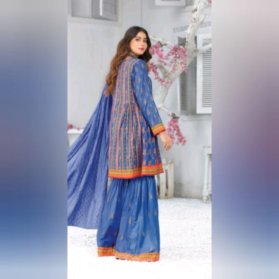 13  Safa Noor Printed Lawn Shirt With Embroidery  lenu Dyed Dupatta Cotton Print Trouser - Image 3