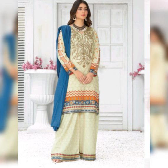 14 Safa Noor Digital Printed Lawn Shirt With Embroidery  lenu Dyed Dupatta Cotton Print Trouser - Image 2