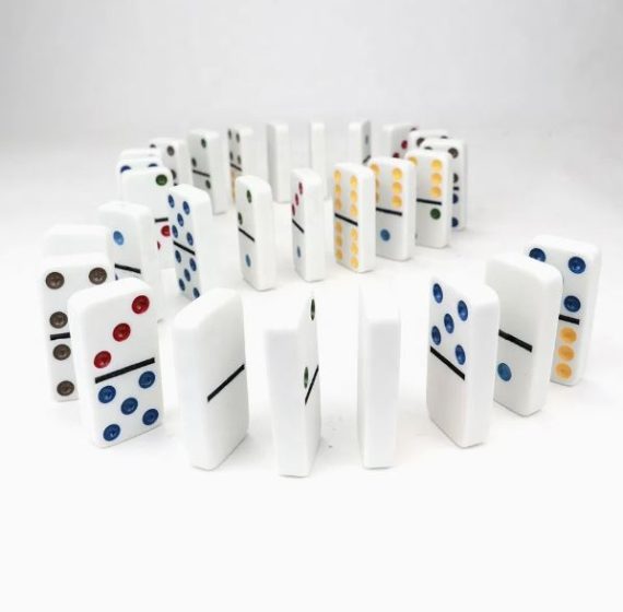 Custom Color Dots with Custom Mini Tin Box Double 6 White  Dominoes for Table Game - Image 4