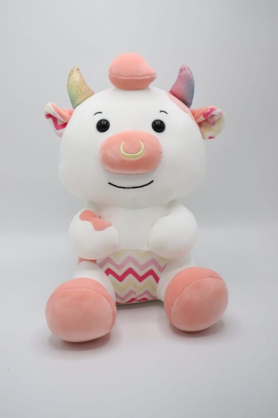 Pink Cow Stuffed Animals Soft Cuddly Cow Plush Stuffed Animal Toy Great Birthday 9" (Pink White)